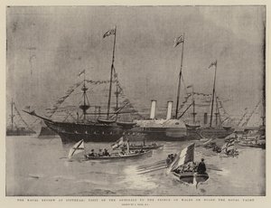 Tengerészeti szemle Spitheadben, az admirálisok látogatása a walesi hercegnél a Royal Yacht fedélzetén
